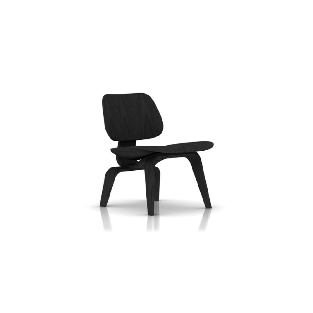 Eames Molded Plywood Lounge Chair, Wood Base - Black