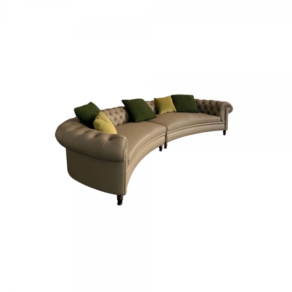 Chester Line Sofa - Leather SC 46 Biscuit/Walnut Feet