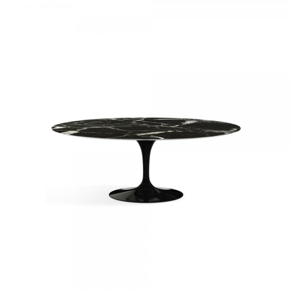 Saarinen Oval Table - Shiny Levanto Marble/Rilsan Black