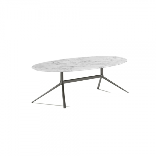 Mondrian Oval Table - Matt Brown Nickel / Matt Carrara